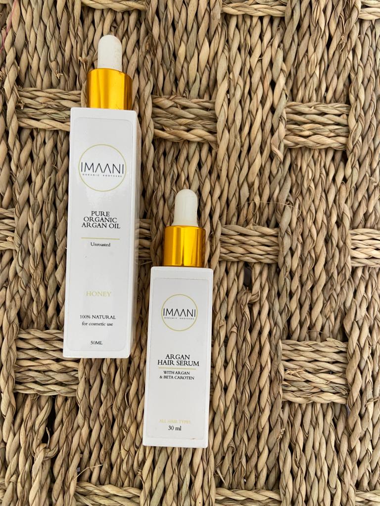 IMAANI Hair Serum 100% Organic Argan Oil and Beta Carotene 30 ml